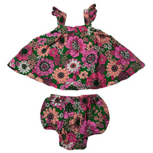 Load image into Gallery viewer, Girls Cotton On, colourful floral viscose / linen dress + bloomers, EUC, size 000, L: 35cm