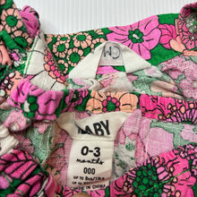 Load image into Gallery viewer, Girls Cotton On, colourful floral viscose / linen dress + bloomers, EUC, size 000, L: 35cm