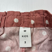 Load image into Gallery viewer, Girls Target, pink &amp; white spot cotton shorts, elasticated, GUC, size 2,  
