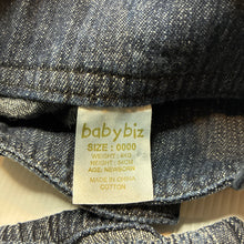 Load image into Gallery viewer, Girls Baby Biz, lightweight denim dress + bloomers, GUC, size 0000, L: 31cm
