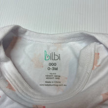Load image into Gallery viewer, Girls Bilbi, soft feel stretchy bodysuit / romper, rabbits, EUC, size 000,  