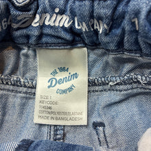 Load image into Gallery viewer, Girls 1964 Denim Co, stretch denim shorts, adjustable, FUC, size 1,  