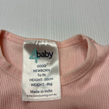 Load image into Gallery viewer, Girls 4 Baby, pink ribbed cotton singletsuit romper, GUC, size 0000,  