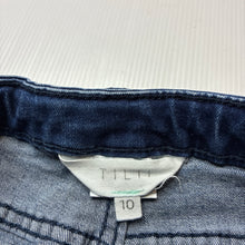 Load image into Gallery viewer, Girls Tilii, blue stretch denim jean shorts, adjustable, GUC, size 10,  