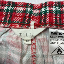 Load image into Gallery viewer, Girls Tilii, checked cotton Christmas pyjama shorts, EUC, size 14,  