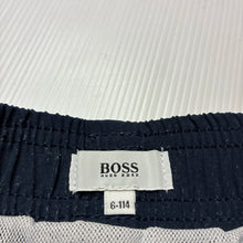 Load image into Gallery viewer, Boys Hugo Boss, lined navy board shorts, elasticated, GUC, size 6,  