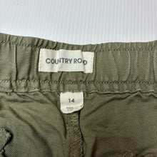 Load image into Gallery viewer, Boys Country Road, khaki cotton / linen shorts, elasticated, GUC, size 14,  