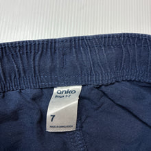 Load image into Gallery viewer, Boys Anko, navy cotton shorts, elasticated, GUC, size 7,  
