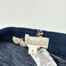 Load image into Gallery viewer, Girls Milkshake, stretchy knit denim pants, adjustable, Inside leg: 44cm, GUC, size 5,  