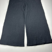 Load image into Gallery viewer, Girls KID, black lightweight crinkle wide leg pants, elasticated, Inside leg: 53cm, EUC, size 10,  