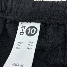 Load image into Gallery viewer, Girls KID, black lightweight crinkle wide leg pants, elasticated, Inside leg: 53cm, EUC, size 10,  