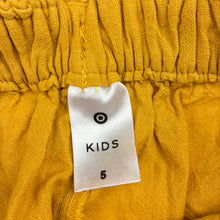 Load image into Gallery viewer, Girls Target, yellow linen / cotton pants, elasticated, Inside leg: 33cm, GUC, size 5,  