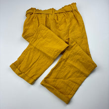 Load image into Gallery viewer, Girls Target, yellow linen / cotton pants, elasticated, Inside leg: 33cm, GUC, size 5,  