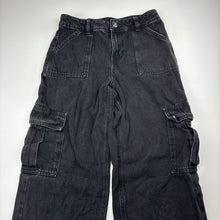 Load image into Gallery viewer, Unisex Anko, black denim cargo pants, adjustable, Inside leg: 63cm, GUC, size 12,  
