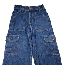 Load image into Gallery viewer, Boys Target, blue denim cargo pants, adjustable, Inside leg: 56cm, EUC, size 9,  