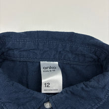 Load image into Gallery viewer, Boys Anko, navy linen / cotton short sleeve shirt, GUC, size 12,  