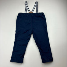 Load image into Gallery viewer, Boys Target, navy stretch cotton chino pants, adjustable, Inside leg: 25cm, EUC, size 1,  