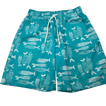 Load image into Gallery viewer, Boys lightweight, board shorts, elasticated, fish, FUC, size 11-12,  