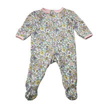 Load image into Gallery viewer, Girls Dymples, floral cotton zip coverall / romper, GUC, size 0000,  