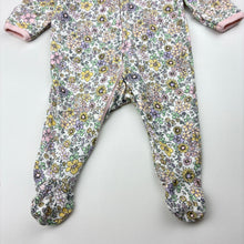 Load image into Gallery viewer, Girls Dymples, floral cotton zip coverall / romper, GUC, size 0000,  
