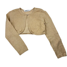 Load image into Gallery viewer, Girls H&amp;M, metallic gold knit bolero cardigan, GUC, size 5-6,  