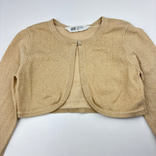 Load image into Gallery viewer, Girls H&amp;M, metallic gold knit bolero cardigan, GUC, size 5-6,  