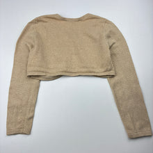 Load image into Gallery viewer, Girls H&amp;M, metallic gold knit bolero cardigan, GUC, size 5-6,  