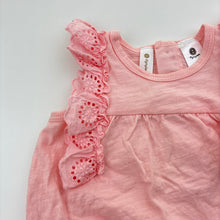 Load image into Gallery viewer, Girls Dymples, broderie trim pink cotton romper, EUC, size 0,  