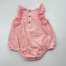 Load image into Gallery viewer, Girls Dymples, broderie trim pink cotton romper, EUC, size 0,  