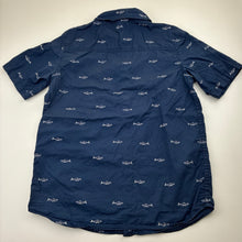 Load image into Gallery viewer, Boys Anko, navy short sleeve cotton shirt, sharks, GUC, size 12,  