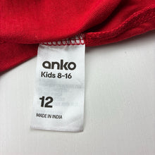 Load image into Gallery viewer, Unisex Anko, red cotton tee / top, GUC, size 12,  