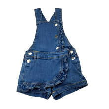 Load image into Gallery viewer, Girls 1964 Denim Co, blue stretch denim overalls / shortalls, EUC, size 2,  