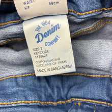 Load image into Gallery viewer, Girls 1964 Denim Co, blue stretch denim overalls / shortalls, EUC, size 2,  