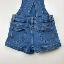 Load image into Gallery viewer, Girls 1964 Denim Co, blue stretch denim overalls / shortalls, EUC, size 2,  