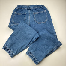 Load image into Gallery viewer, Boys Uniqlo, blue stretch denim jeans, adjustable, Inside leg: 46.5cm, GUC, size 7-8,  