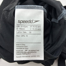 Load image into Gallery viewer, Girls Speedo, Endurance + black swim one-piece / legsuit, *pilling bottom panel*, FUC, size 10,  