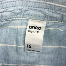 Load image into Gallery viewer, Boys Anko, striped linen / cotton short sleeve shirt, GUC, size 16,  
