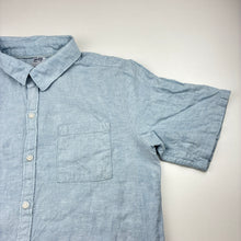 Load image into Gallery viewer, Boys Anko, blue linen / cotton short sleeve shirt, GUC, size 14,  