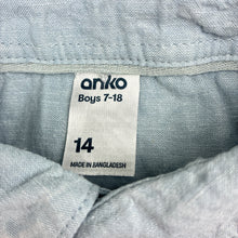Load image into Gallery viewer, Boys Anko, blue linen / cotton short sleeve shirt, GUC, size 14,  