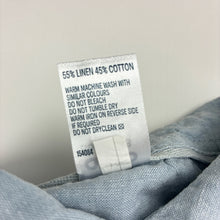 Load image into Gallery viewer, Boys Anko, blue linen / cotton short sleeve shirt, GUC, size 14,  