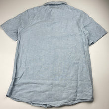 Load image into Gallery viewer, Boys Anko, blue linen / cotton short sleeve shirt, GUC, size 14,  