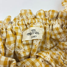 Load image into Gallery viewer, Girls Ma Mer, embroidered mustard gingham summer dress, EUC, size 2-3, L: 47cm