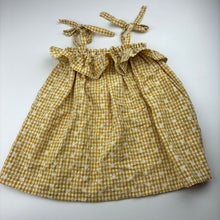 Load image into Gallery viewer, Girls Ma Mer, embroidered mustard gingham summer dress, EUC, size 2-3, L: 47cm