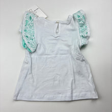 Load image into Gallery viewer, Girls Baby Baby, stretchy t-shirt / top,floral lace detail, NEW, size 00,  