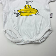Load image into Gallery viewer, Unisex Monsters Baby, white bodysuit / romper, submarine, FUC, size 00,  