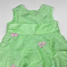 Load image into Gallery viewer, Girls Target, green embroidered floral lightweight party dress, EUC, size 1, L: 46cm