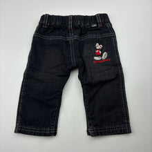 Load image into Gallery viewer, Boys Original Marines, Mickey Mouse cotton lined denim pants, elasticated, EUC, size 00,  