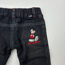 Load image into Gallery viewer, Boys Original Marines, Mickey Mouse cotton lined denim pants, elasticated, EUC, size 00,  