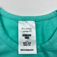 Load image into Gallery viewer, Girls Tiny Little Wonders, aqua singlet top, flamingo, EUC, size 0000,  