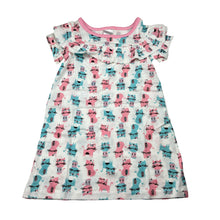 Load image into Gallery viewer, Girls 123, lightweight cotton casual dress, cats, EUC, size 1, L: 43cm